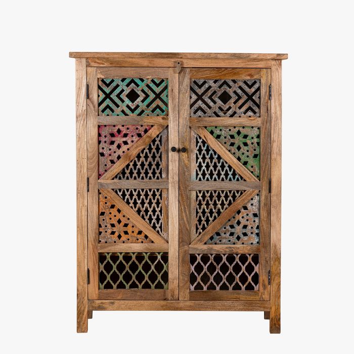 wysoka szafka drewno mango na dokumenty na buty komoda boho kolonialna