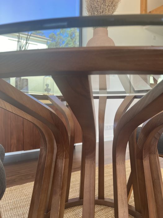 Mesa de jantar, nogueira, redonda, 120 cm diametro