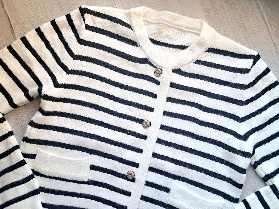 Sweter Kardigan Paski Dzianinowy Casual Uniwersalny