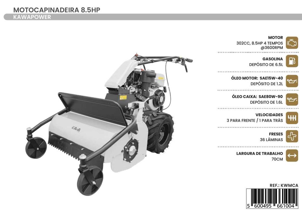 Motocapinadeira 8.5HP KAWAPOWER 302CC 8.5HP 4 Tempos JL20