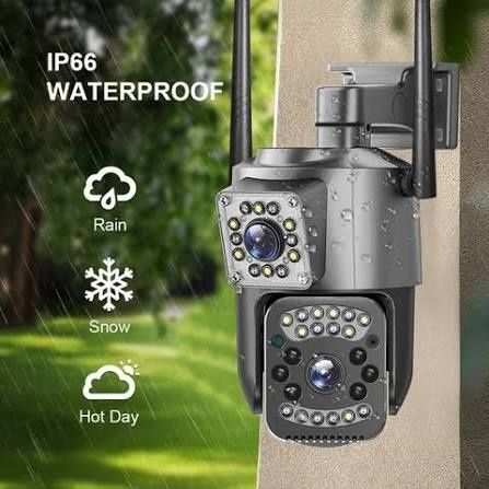 WiFi IP камера Dual Lens 8MP — поворотна вулична камера з подвійним об’єктивом та нічним баченням