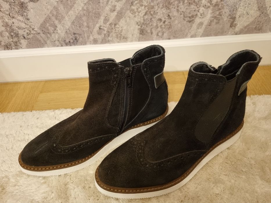 Botki skórzane rozm. 37 Moda czarne