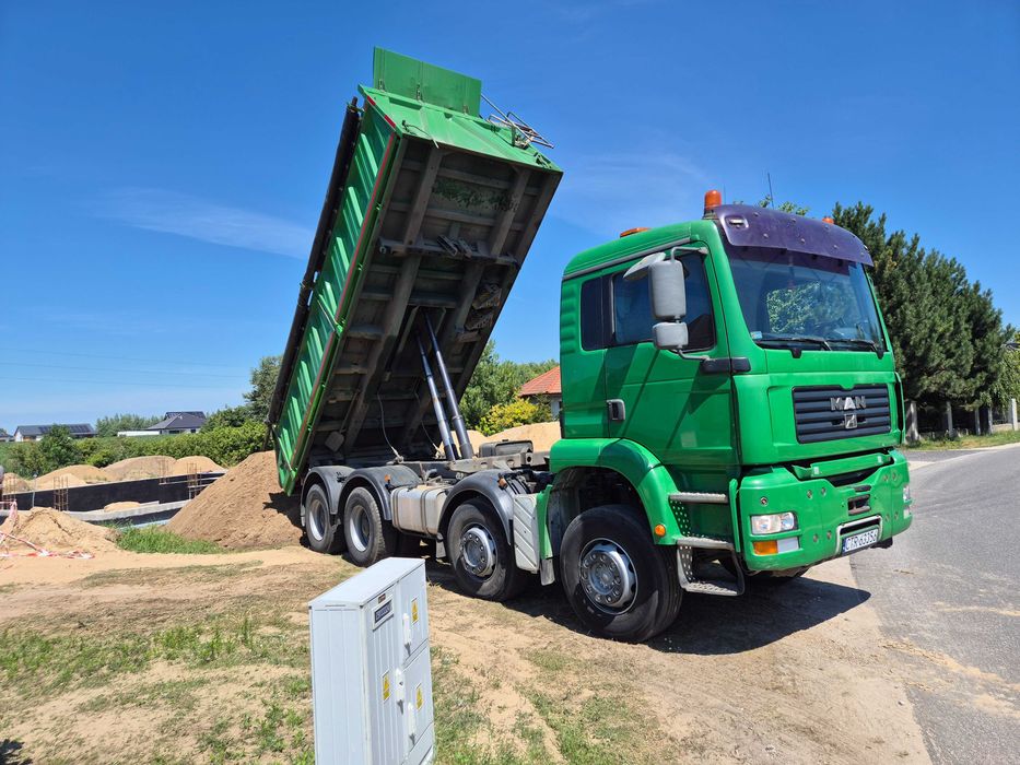 Usługi Transportowe wywrotką 8x4 do 20T. Wynajem, Piasek Pospółka Żwir Ziemia Gruz Kruszywo Kamień Na Oczyszczalnie Grębocin Toruń i okolice