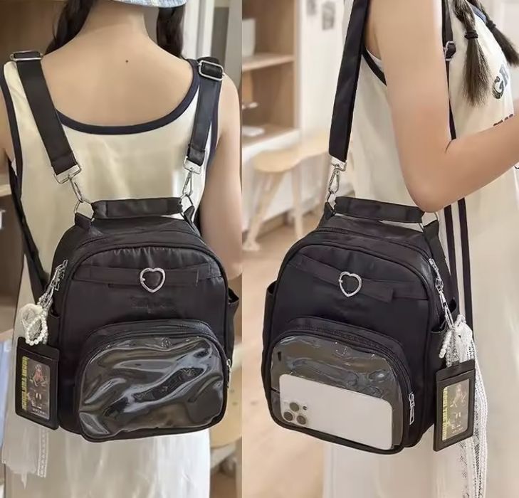 Сумка рюкзак  с прозрачным карманом в стиле  Лолита японский стиль