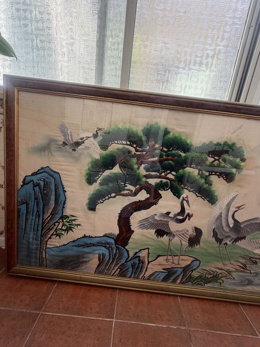 Pinturas de bordados em seda da China antiga.