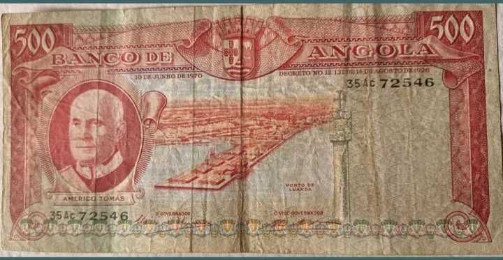 Nota Portuguesa 500 Escudos Circulada na Ex Colónia Ultramarina Angola
