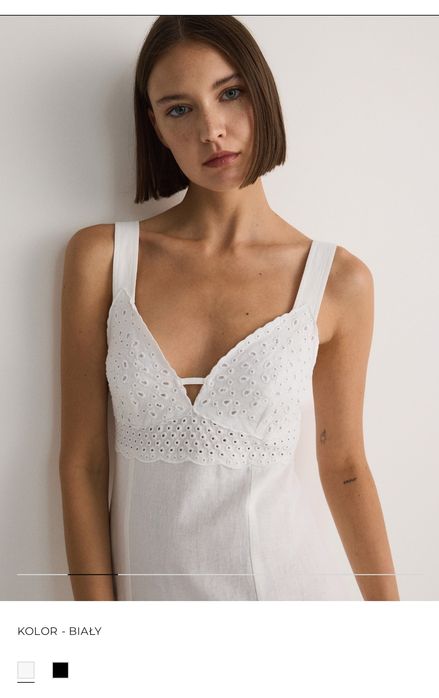 Sukienka z lnem Reserved, biała, rozmiar L/40