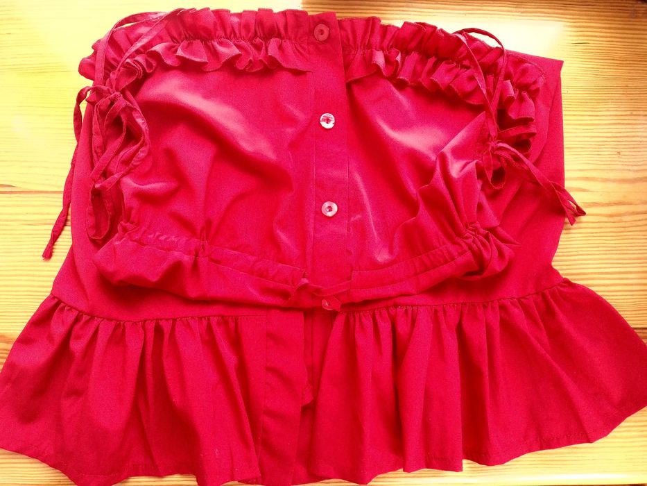 Сарафан С М красный длинный, пуговицы, завязки, беременным, кормящим