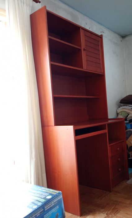 Conjunto Secretária + Estante Colónia Pinho Mel