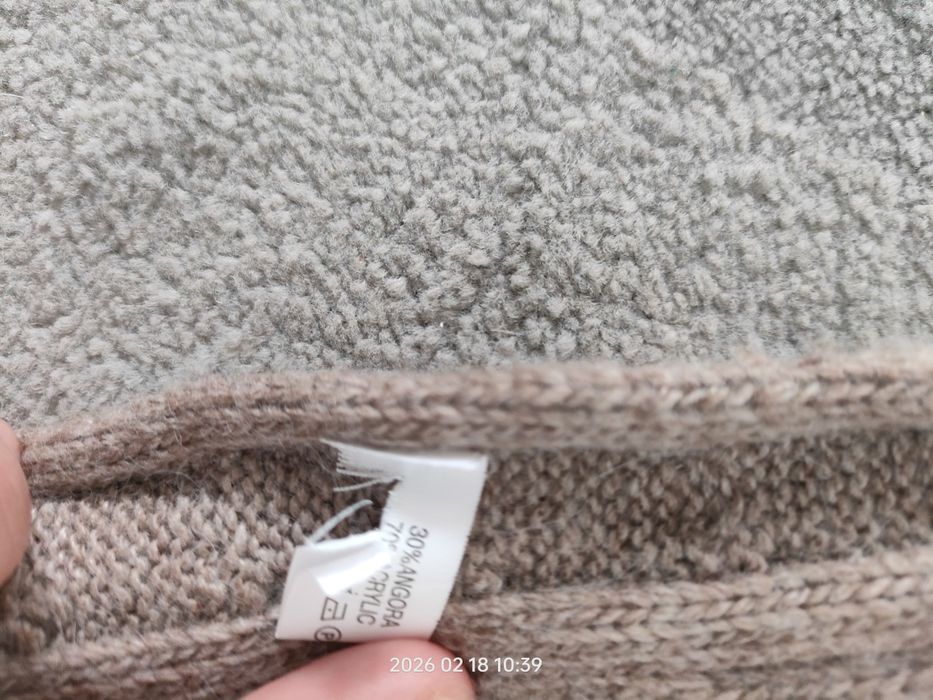 Długi beżowy szal 30% angora beżowy