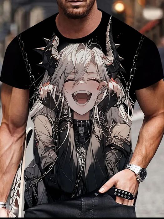 Чоловіча футболка з 3D аніме принтом
