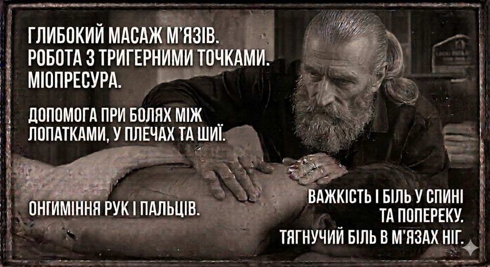Глибокий масаж м'язів та тригерних точок.  Міопресура.  Дніпро.