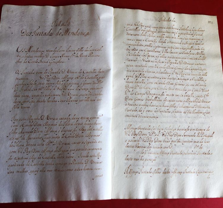 Título dos Furtados de Mendonça - origens e genealogia manuscrito antigo