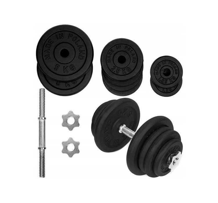 HANTLA ŻELIWNA 1x25kg hantel 25kg gryf obciążenie GD