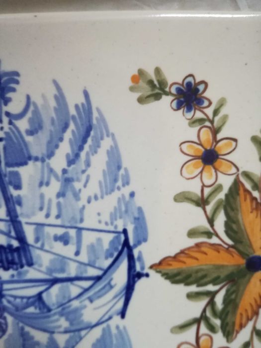 Azulejo de coleção, pintado à mão "barco do rio Douro"