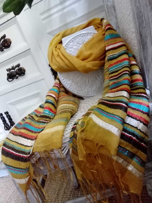 Piękny orientalny szal chusta apaszka damska bawełniana oryginalna