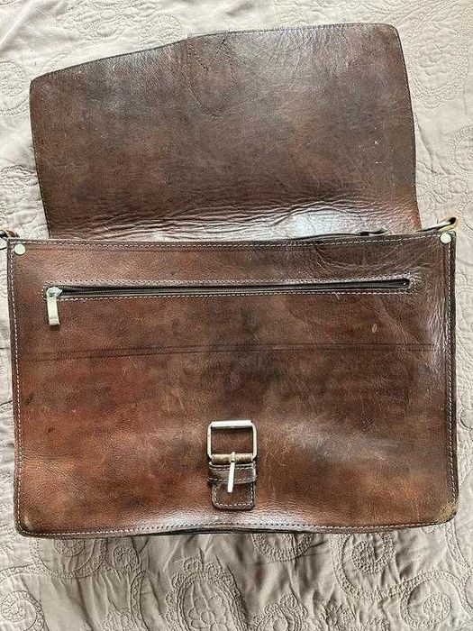 Коричневий шкіряний портфель для документів зі шкіри crazy horse