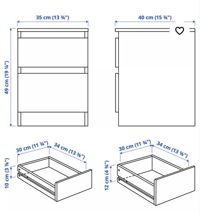 Mesa cabeceira ikea Kullen Malm
