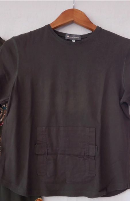 Conjunto Saia rodada e T-shirt caqui