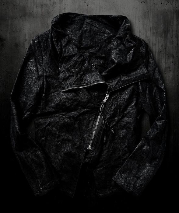 Japanese archive avant-garde asymmetrical leather jacket