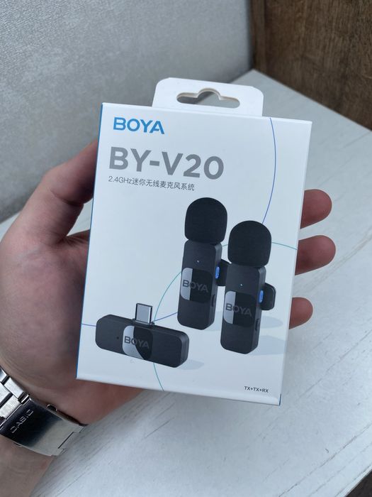 BOYA BY-V20 бездротовий петличний мікрофон 2.4GHz Type-C Lightning для телефону блогера стріму інтерв'ю новий 1-2 мікрофони комплект