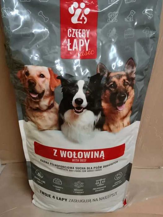 Karma dla psa CZTERY ŁAPY 20 kg, wołowina