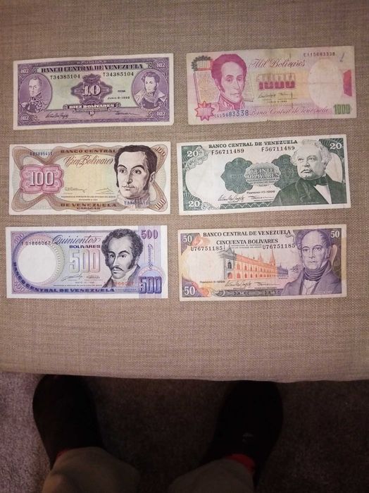 VENEZUELA 6 NOTAS Usadas mas BEM Conservadas Conforme as fotos