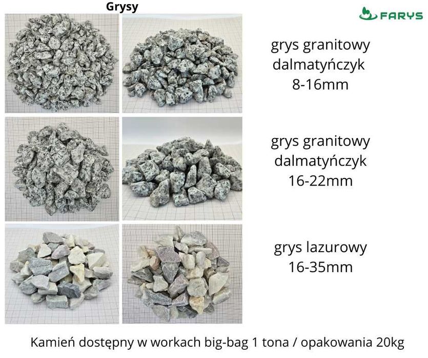 Kamień dekoracyjny i budowlany, grys, otoczak, kostka granitowa.