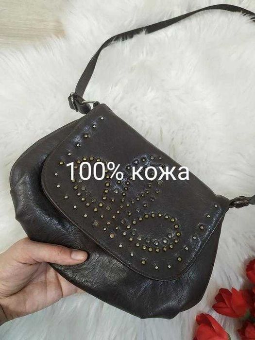 Винтажная кожаная сумка кроссбоди