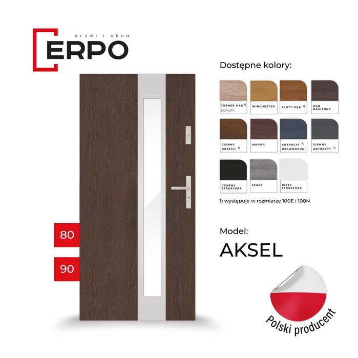 Drzwi wejściowe ocieplone 80,90 lewe lub prawe 72mm PIANA