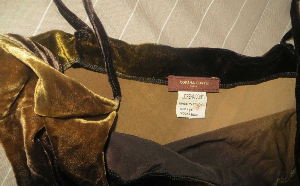 Vestido Veludo castanho degradé até ao dourado - Modelo Único, Tam. M