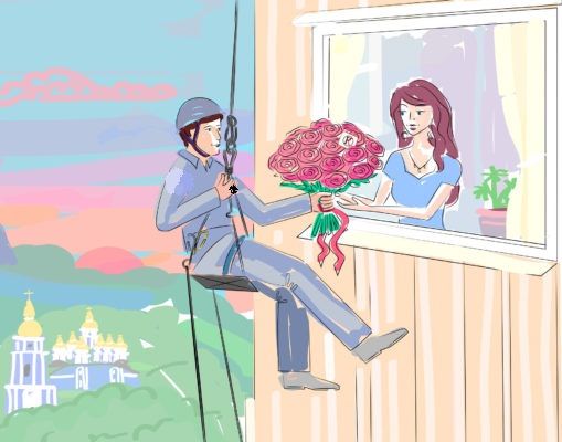 Поздравление альпинистами ! Подарок через окно !