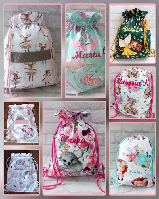 Worek do przedszkola żłobka z imieniem  na pościel