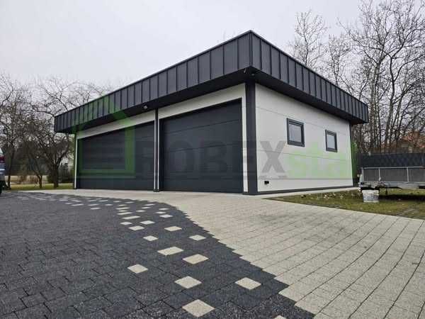Garaż ocieplany z płyt warstwowych 4x6 + wiata 4x6 GARAŻE NA WYMIAR