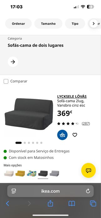Sofà cama 2 lugares Ikea