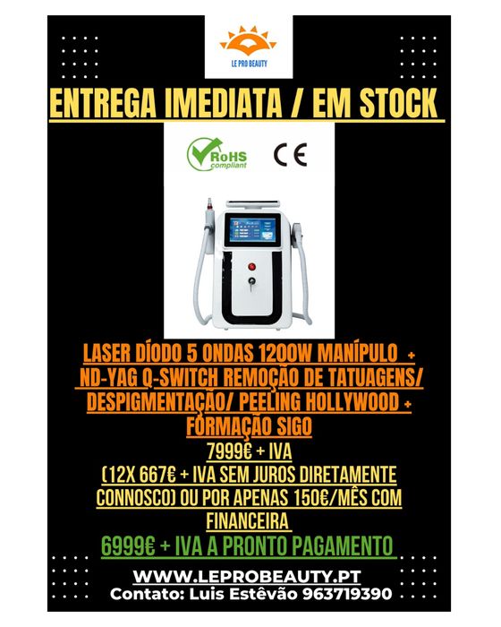 Laser diodo 5 ondas + NdYag + Curso DGERT + Garantia