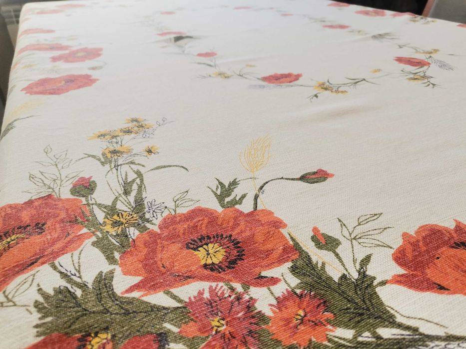 Obrus lniany Maki Polne - PRL