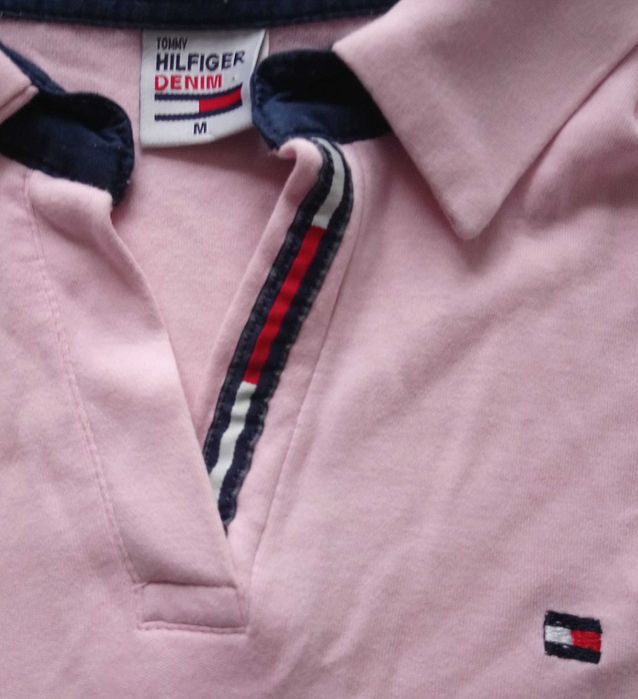 Damska koszulka długi rękaw longsleeve TOMMY HILFIGER r. M pudrowy róż