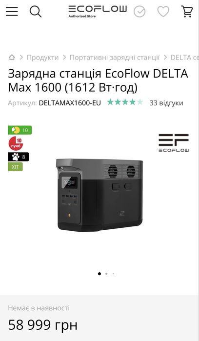 Зарядна станція EcoFlow DELTA Max 1600