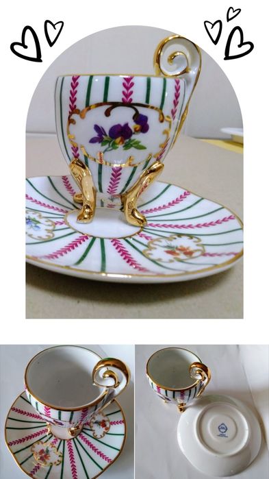 Chávena café Royal Garden, Limoges e pintado á mão