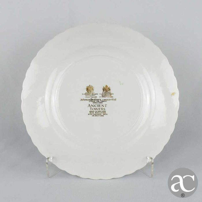Prato faiança inglesa, Ancient Towers Johnson Bros, Anos 50 – 25,2 cm