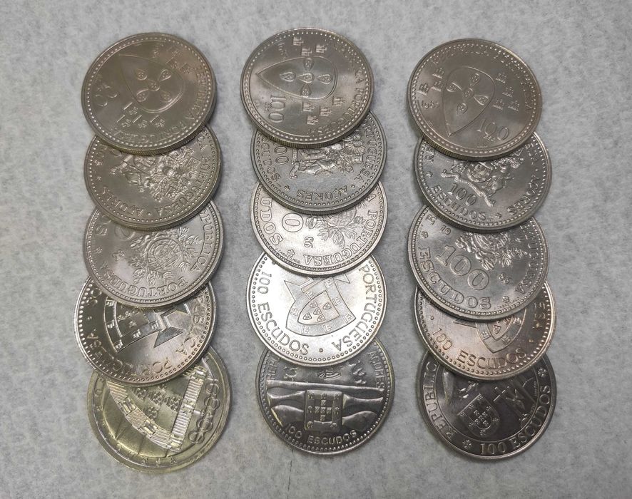 Conjunto de 15 moedas de 100$ Comemorativas