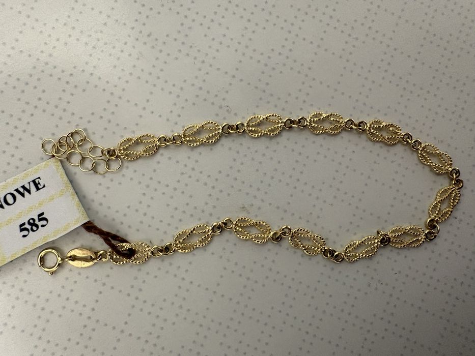 Piękna, nowa, Złota bransoletka, 17-19,5 cm, 2,80  g, proba 585, 14K