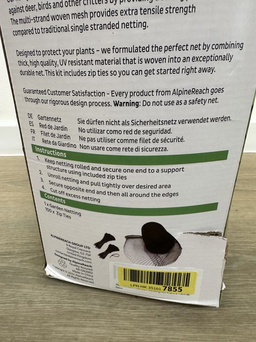 Siatka na ptaki AlpineReach 4,5x15m 15mm oczka ochronna na rośliny