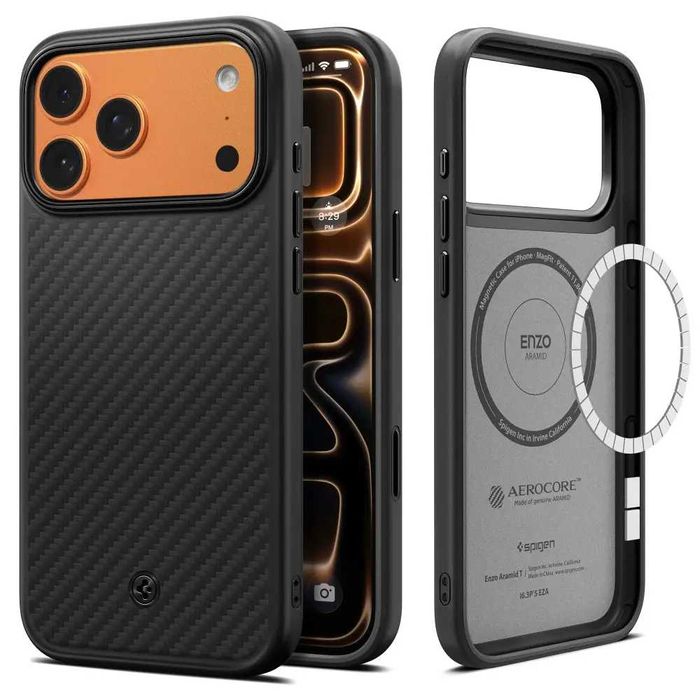Чехол Spigen Enzo Aramid T MagFit для iPhone 17 Pro / 17 Pro Max Black