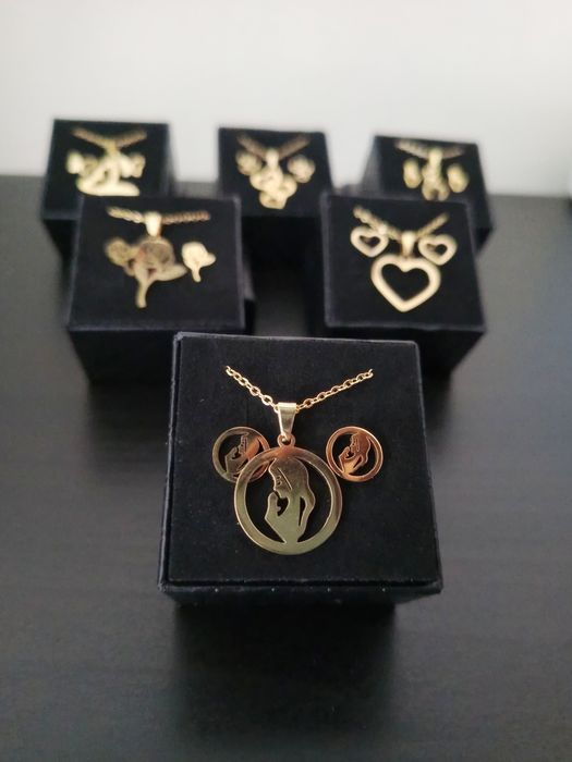 Colar e brincos aço