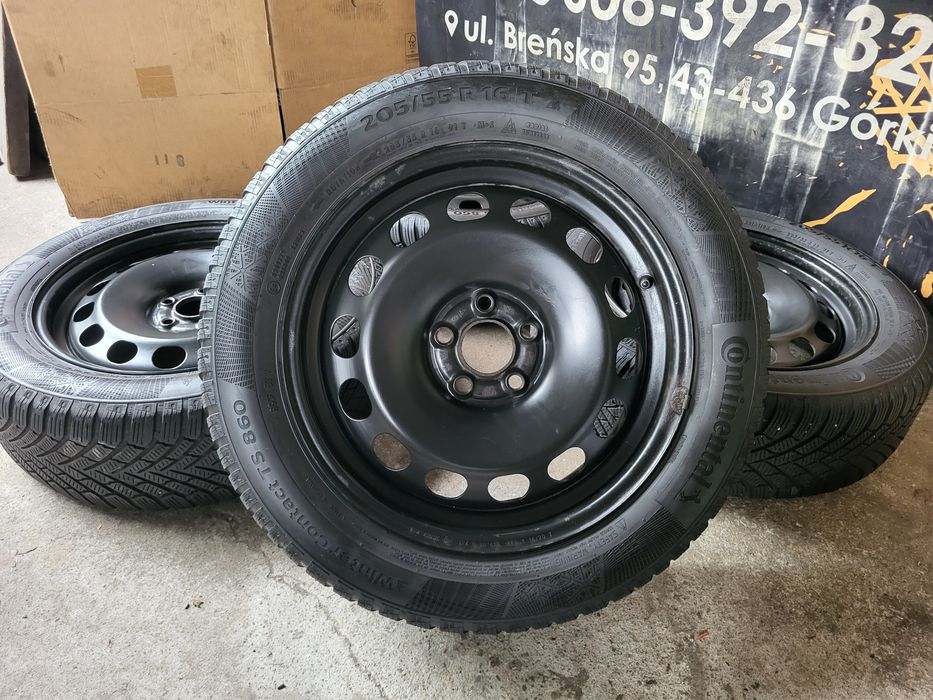 Koła zimowe VW Skoda Seat Audi, Stalówki 5x100 205/55/16 Continental