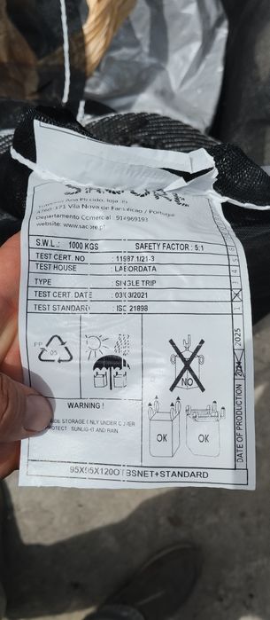 Big bags ventilados para milho, lenhas etc