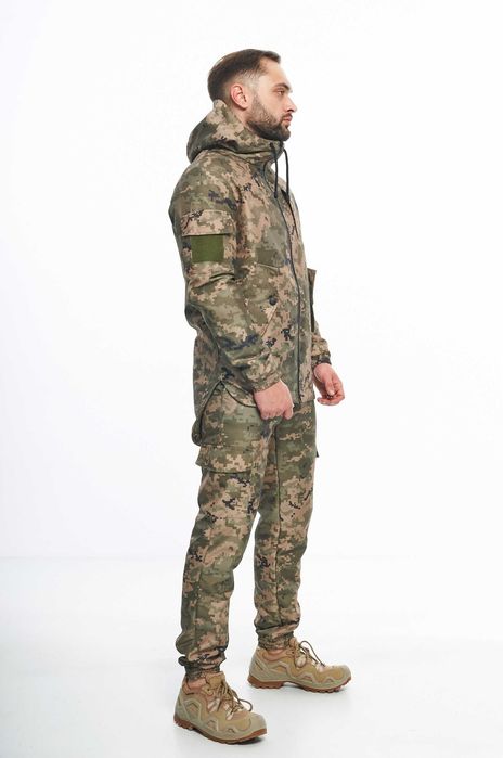 Військова форма зимова з флісом піксель тактичний теплий костюм