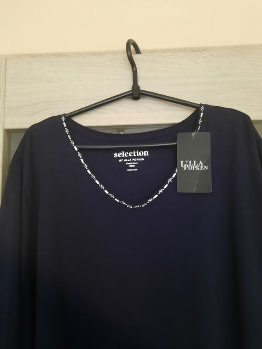 Ulla Popken Selection śliczna tunika,bawełna Prima, granat 58-60 Nowa